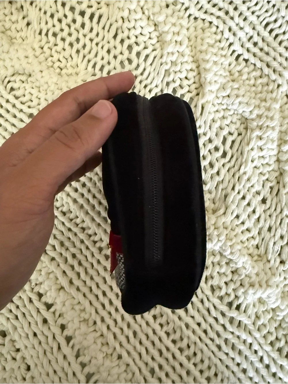 Black Velvety Purse with Red Bow Accent